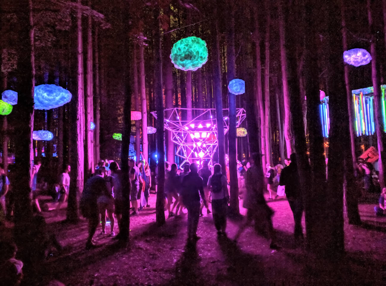 Pink light pattern on Event Horizon at Electric Forest 2016