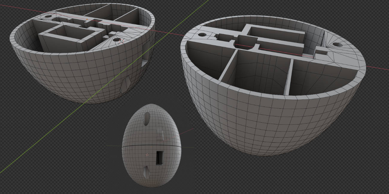 a screenshot of the 3d printed egg housing in Blender