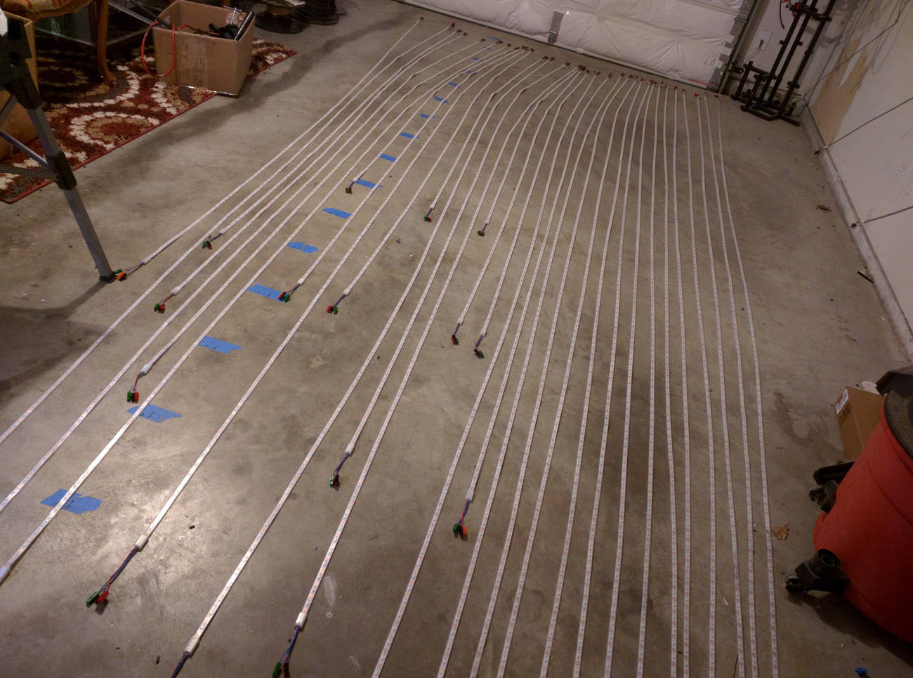 Precut led strips arranged on floor