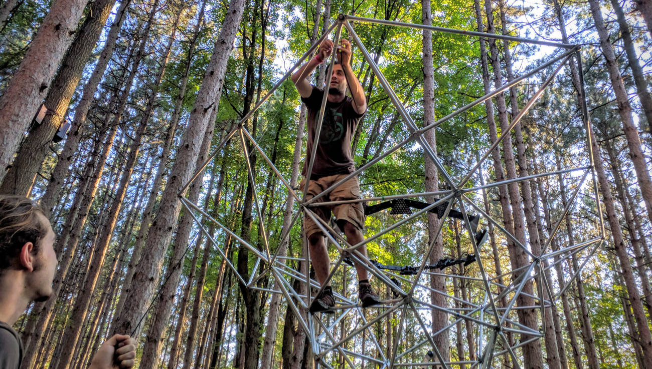 Lucas Morgan tying off inner led rings to frame