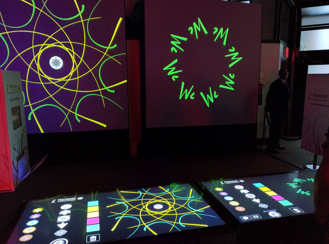 The selfie projection area of the hennessy 250th touchscreen installation
